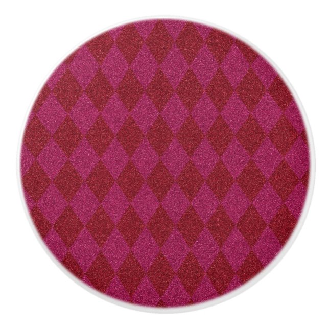 Pink & Red Diamond Glitter Pouf Ceramic Knob (Front)