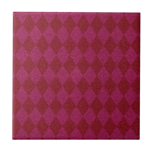 Pink & Red Diamond Glitter Pouf Tile (Front)
