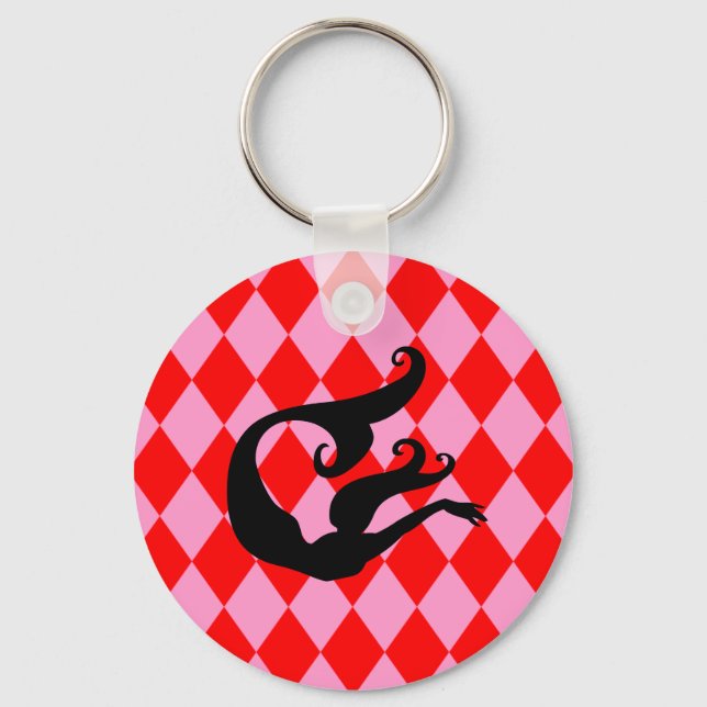 Pink & Red Diamonds Mermaid Key Ring (Front)