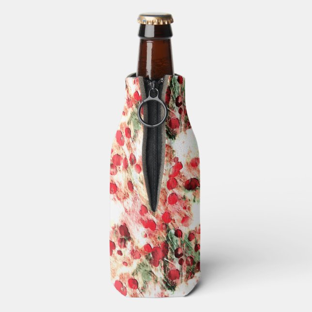Pink Red Dirty Polka Dot Grunge Bottle Cooler (Bottle Back)