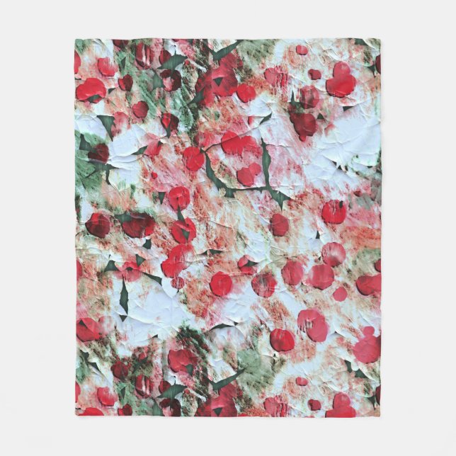 Pink Red Dirty polka Dot Grunge Decay Fleece Blanket (Front)