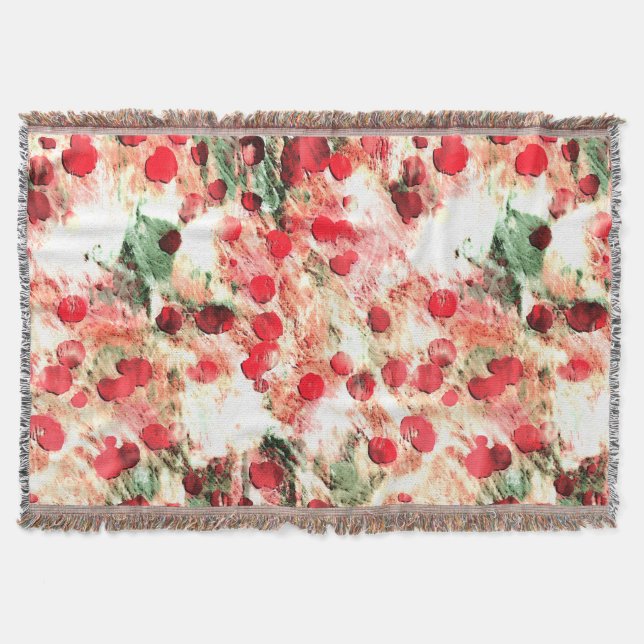 Pink Red Dirty Polka Dot Grunge Throw Blanket (Front)