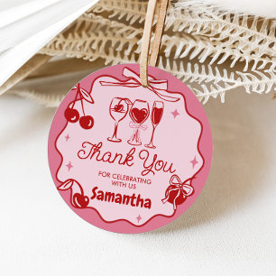 Pink Red Dirty Thirty Birthday Party Round Favour Tags