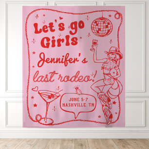 Pink Red Disco Cowgirl Rodeo Bachelorette Weekend Tapestry