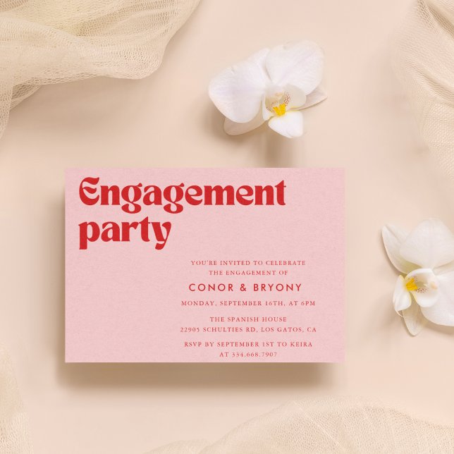 Pink Red Engagement Party Invitation (Creator Uploaded)