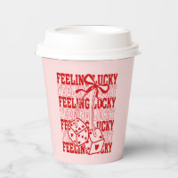 Pink & Red Feeling Lucky Bachelorette Party Cups