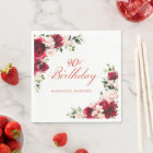 Pink Red Floral 90th Birthday Custom Cocktail