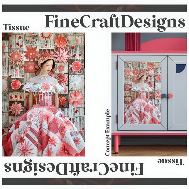 Pink Red Floral Dress Quilt Decoupage Right 156 Tissue Paper (Creator Uploaded)