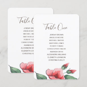 Pink red floral green wedding seating chart. invitation