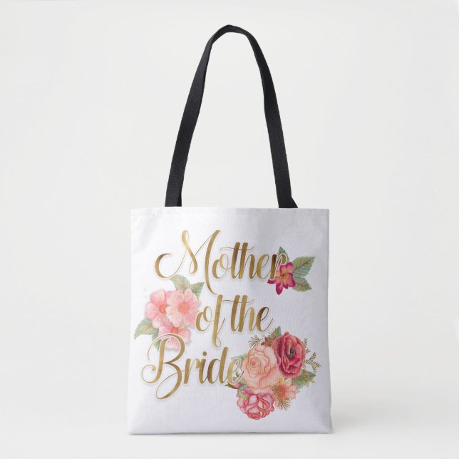 Pink Red Floral  Mother of the Bride Tote Bag (Front)