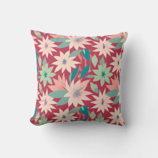 Pink & Red Floral Pattern Cushion