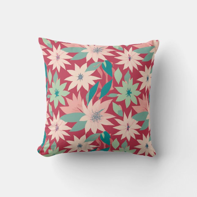 Pink & Red Floral Pattern Cushion (Front)