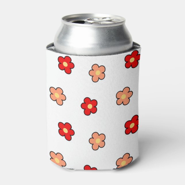 Pink Red Floral Vibrant Botanical  Spring & Summer Can Cooler (Can Front)