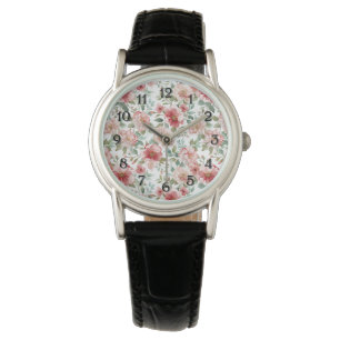Pink Red Floral Watch