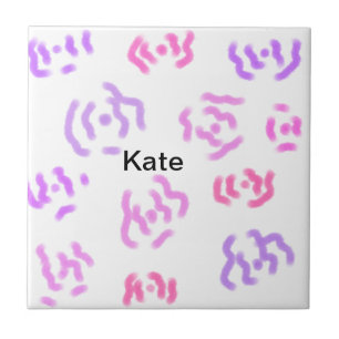 Pink red floral watercolor add name text modern th tile