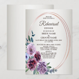 Pink Red Floral Watercolor Rehearsal Dinner Party Invitation