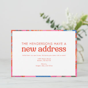 Pink Red Floral We Moved New Home Address Moving Announcement