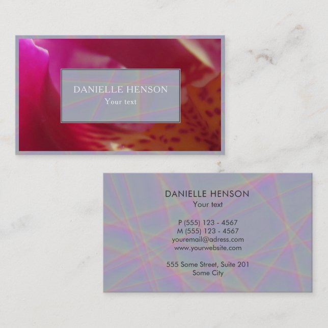 Pink Red Flower Orchid Photo Business Card (Front/Back)