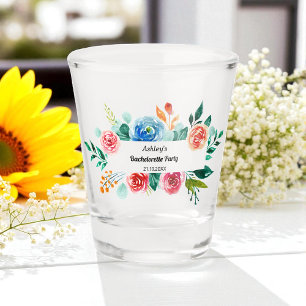 Pink Red Flowers Bachelorette Shot glass