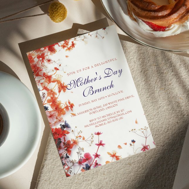 Pink & Red Flowers Mother's Day Brunch Invitation (Creator Uploaded)