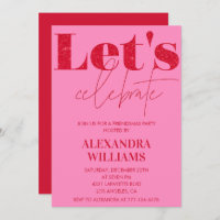 Pink Red Friendsmas invitations Let's celebrate