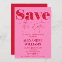 Pink Red Friendsmas invitations Save the date