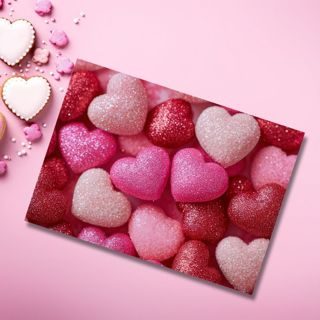 Pink Red Glitter Hearts Valentine`s Day Card  (Creator Uploaded)