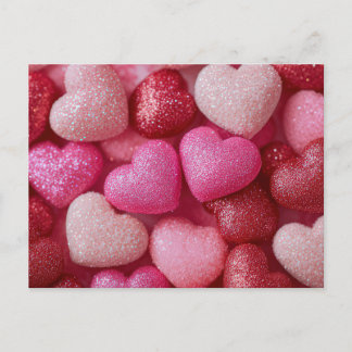 Pink Red Glitter Hearts Valentine`s Day Card 