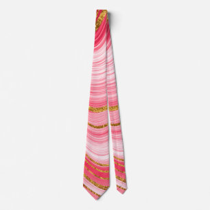 Pink Red Gold Swirly Marble Tie