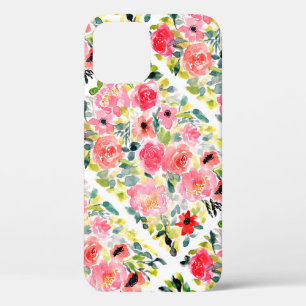 Pink Red Green Floral Watercolor Case-Mate iPhone  12 Pro Case