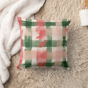 Pink Red Green Plaid White Plaid Stripes Cushion