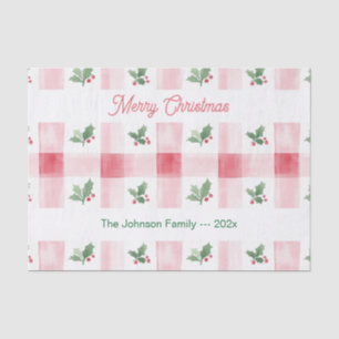 Pink Red Green Retro Personalised Christmas  Tissue Paper