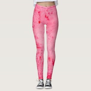 Pink Red Grunge Paint Texture Leggings