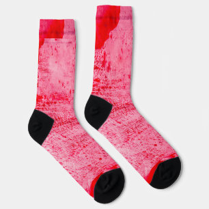 Pink Red Grunge Paint Texture Socks