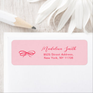 Pink red hand drawn bow bridal return address