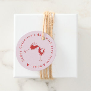 Pink Red Hand drawn Galentine's Day Favour Tags