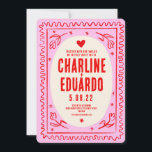 Pink Red Hand Drawn Wavy Retro Wedding  Invitation<br><div class="desc">Pink Red Hand Drawn Wavy Retro Wedding</div>