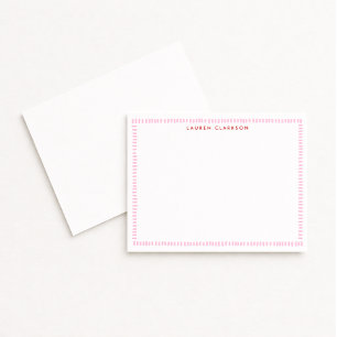 Pink & Red Hand-Painted Border Note Card
