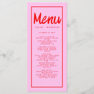Pink Red Handwriting Typography Retro Wedding Menu