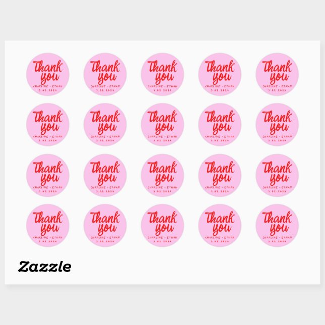 Pink Red  Handwriting Wedding Rectangular Sticker (Sheet)