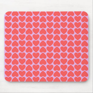 Pink Red Heart Grid Y2K Pattern Mouse Mat