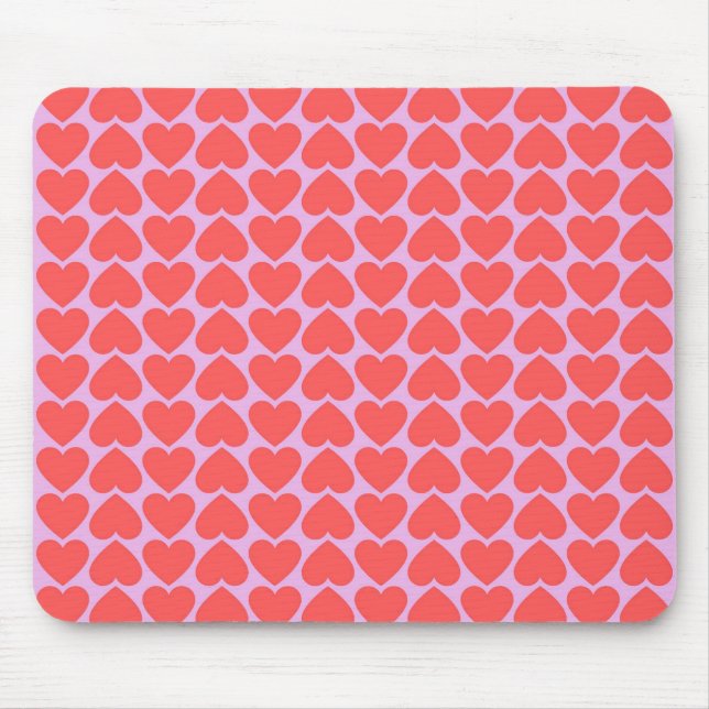 Pink Red Heart Grid Y2K Pattern Mouse Mat (Front)