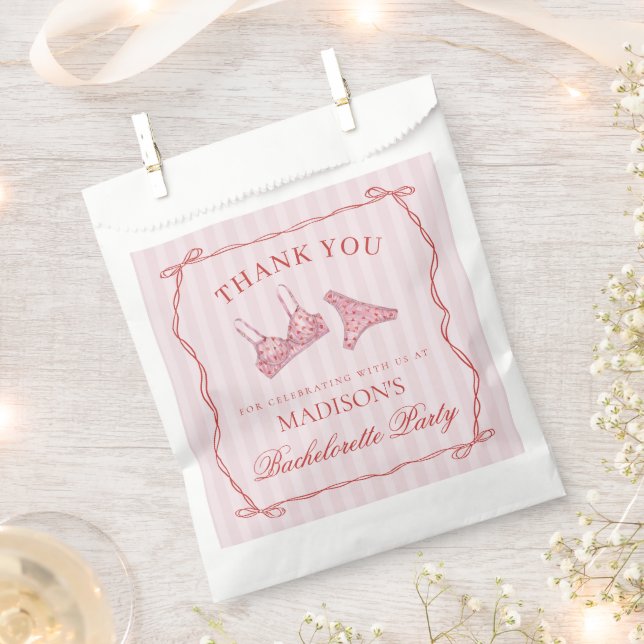 Pink & Red Heart Lingerie Bachelorette Dessert Favour Bags (Clipped)