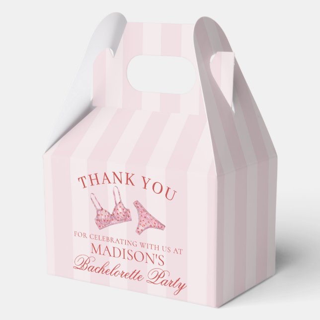 Pink & Red Heart Lingerie Bachelorette Party Gable Favour Box (Front)