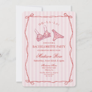 Pink & Red Heart Lingerie Bachelorette Party Invitation