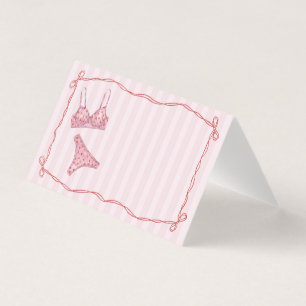 Pink & Red Heart Lingerie Shower Bow Place Card