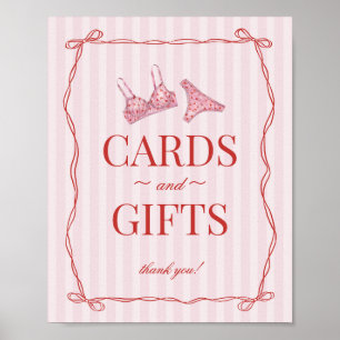 Pink & Red Heart Lingerie Shower Cards & Gifts Poster