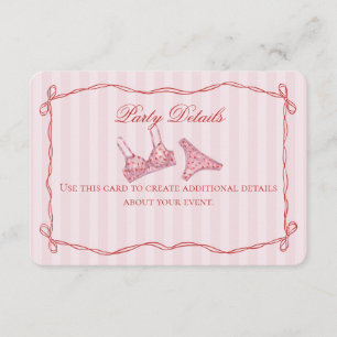 Pink & Red Heart Lingerie Shower Details Enclosure Card