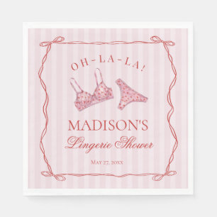 Pink & Red Heart Lingerie Shower Panty Party Napkin