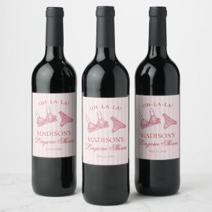 Pink & Red Heart Lingerie Shower Panty Party Wine Label